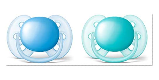 Book Cover Philips Avent Ultra Soft Pacifier, 6-18 months, Blue/Teal, 2 pack, SCF212/22