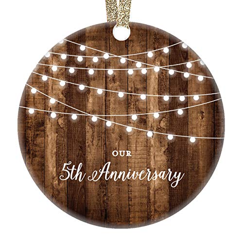 Book Cover DIGIBUDDHA 5th Anniversary Gifts Fifth Anniversary Married Christmas Ornament for Couple Mr & Mrs Rustic Farmhouse Collectible Present 3