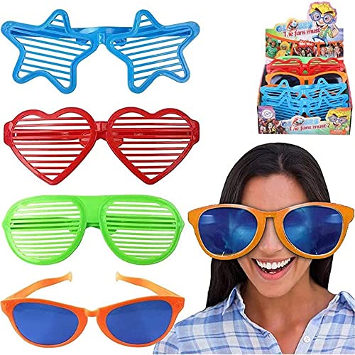 Book Cover Liberty Imports JUMBO Sunglasses Novelty Plastic Photo Booth Glasses Fun Shutter Shades for Costumes Cosplay Props Party Supplies Variety (Pack of 12)