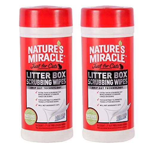 Book Cover Nature's Miracle Just for Cats Litter Box Scrubbing Wipes, (NM-5574) (Pack of 60 Wipes)