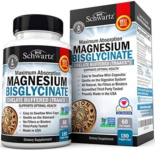 Book Cover Magnesium Bisglycinate 100% Chelate No-Laxative Effect. Maximum Absorption & Bioavailability, Fully Reacted & Buffered. Sleep, Energy, Stress & Anxiety, Leg Cramps, Headaches. Non-GMO Project Verified