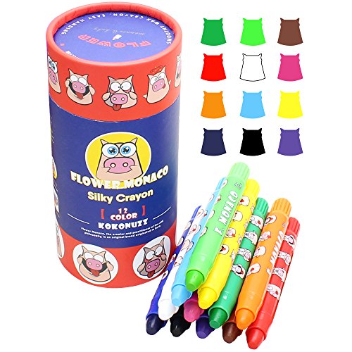 Book Cover Lebze 12 Colors Toddlers Crayons - Non Toxic Crayons Silky Washable Baby Crayon - Safe for Infant, Kids and Children Flower Monaco