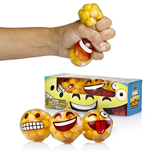 Book Cover YoYa Toys DNA Emoticon Stress Balls Squeezing Stress Relief and Fidget Toy - 3 Different Popular Smiley Face - Risk-Free Sensory Toys for Autism, ADHD, Bad Habits and More - Pack of 3