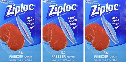 Book Cover Ziploc Freezer Bags Quart, 54 Count, (Pack of 3)