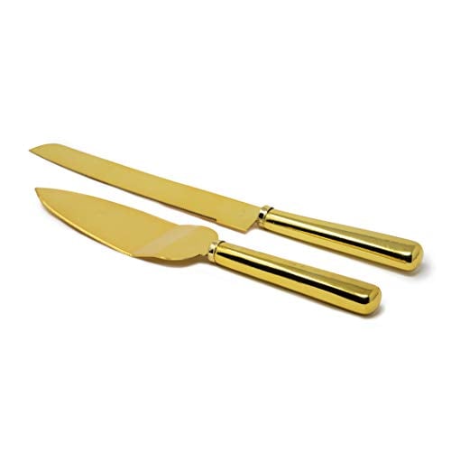 Book Cover FashionCraft 2526 Simple Elegance Classic Gold Stainless Steel Cake Knife Set, One Size, Gold