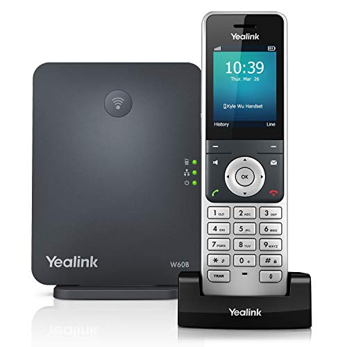 Book Cover Yealink W60P Cordless DECT IP Phone and Base Station, 2.4-Inch Color Display. 10/100 Ethernet, 802.3af PoE, Power Adapter Included