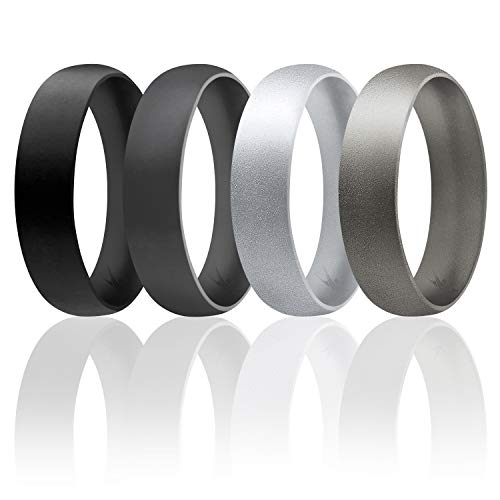Book Cover ROQ Silicone Rings for Men and Women Sizes 3.5-16, 6mm Silicone Rubber Wedding Ring Band