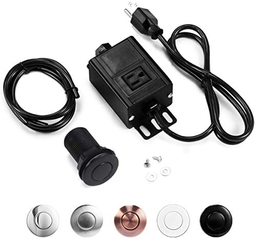 Book Cover Garbage Disposal Air Switch Kit, Sink Top Waste Disposer SHORT ABS Black On/Off Push Button with Aluminum Alloy Power Module, Food Waste Disposals Replacement Parts by CLEESINK