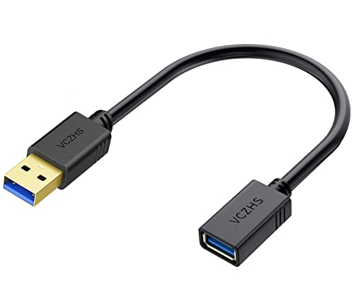 Book Cover Short USB Extension Cable 1ft, VCZHS USB 3.0 Extension Cable USB3.0 Cable A Male to A Female for Rentendo Switch,USB Flash Drive, Card Reader, Hard Drive, Keyboard,Playstation, Xbox, Printer, Camera