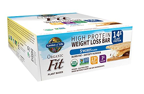 Book Cover High Protein Bars for Weight Loss - Garden of Life Organic Fit Bar - S'mores (12 per carton) - Burn Fat, Satisfy Hunger and Fight Cravings, Low Sugar Plant Protein Bar with Fiber