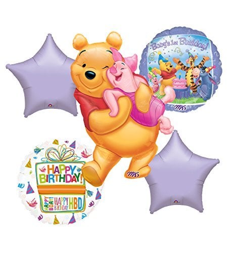 Book Cover Mayflower Products Winnie The Pooh Baby's First Birthday Party Balloon Bouquet Decorations
