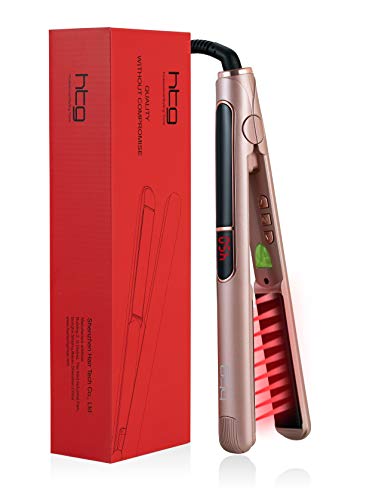 Book Cover HTG Professional Hair Straightener 1 inch Flat Iron Ceramic Tourmaline Plates MCH Heating Tech with Infrared & Ionic Dual Voltage