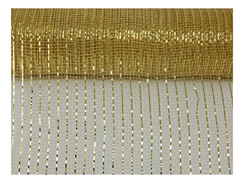 Book Cover Floral Supply Online - 10 inch x 30 feet Gold Metallic Mesh Ribbon. The Exclusive Metallic Mesh with A Unique Touch of Color and Sparkle.