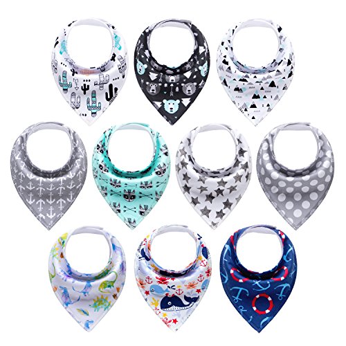 Book Cover 10-Pack Baby Boys Bandana Drool Bibs for Drooling and Teething by MiiYoung