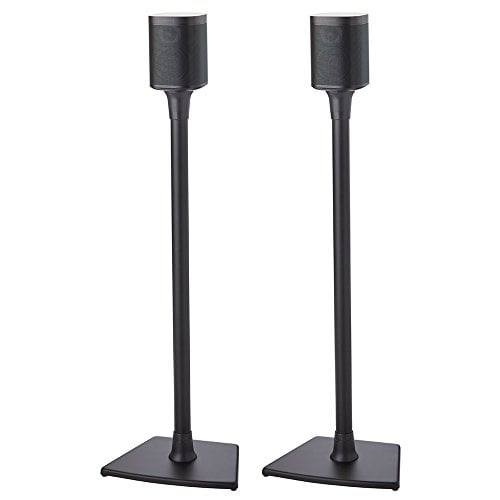Book Cover Sanus Wireless Sonos Speaker Stand for Sonos One, Play:1, Play:3 - Audio-Enhancing Design with Built-in Cable Management - Pair (Black) - WSS22-B1