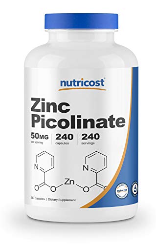 Book Cover Nutricost Zinc Picolinate 50mg, 240 Veggie Capsules - Gluten Free and Non-GMO (240 Caps)