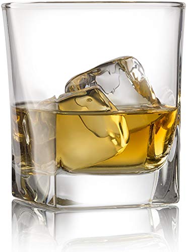 Book Cover  Double Old Fashioned Whiskey Glass (Set of 4) with Granite Chilling Stones - 10 oz Heavy Base Rocks Barware Glasses for Scotch, Bourbon and Cocktail Drinks