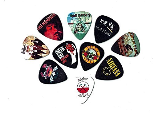 Book Cover Legendary Bands Guitar Picks (10 medium picks in a packet)(For Music Lovers)