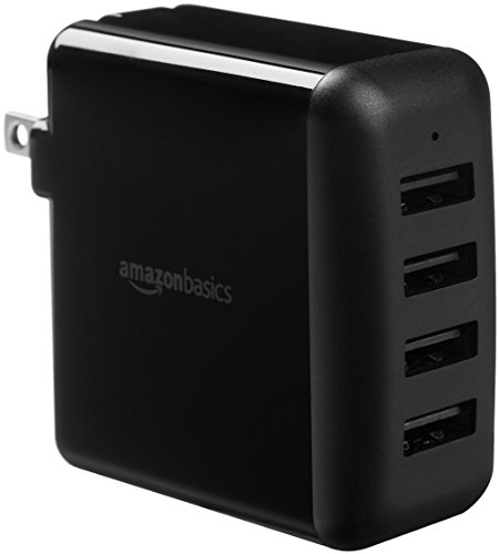Book Cover AmazonBasics 40W 4-Port Multi USB Wall Charger, Black