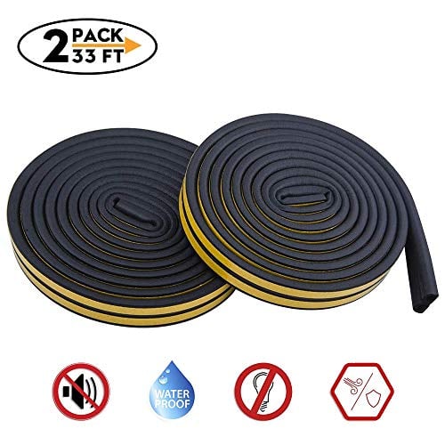 Book Cover Weather Stripping for Door,Insulation Weatherproof Doors and Windows Soundproofing Seal Strip,Collision Avoidance Rubber Self-Adhesive Weatherstrip,2 Pack,Total 33Feet Long (Brown)