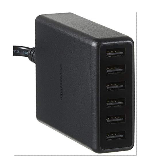 Book Cover AmazonBasics 60W 6-Port USB Wall Charger - Black