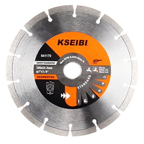 Book Cover KSEIBI 641145 General Purpose 4 1/2 inch Dry Wet Cutting Grinding Diamond Saw Blade with 7/8 inch Arbor for Concrete Tile Stone Brick Masonry Angle Grinder Accessories