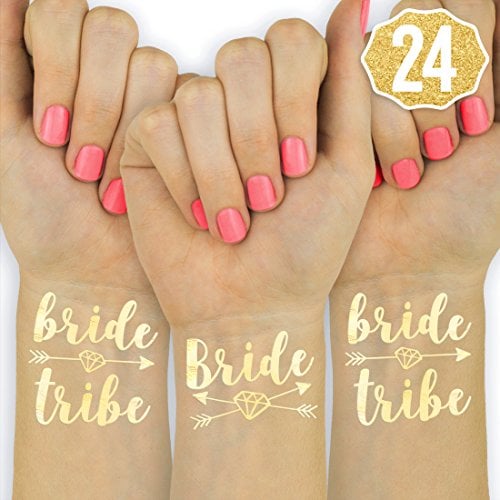 Book Cover xo Fetti 22 Bride Tribe Flash Tattoos - Gold | Bachelorette Party Decorations Bridesmaid Gift + Bride to Be Favor