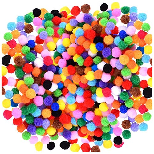 Book Cover Acerich 2000 Pcs 1cm Assorted Pompoms Multicolor Valentine Day Arts and Crafts Fuzzy Pom Poms Balls for DIY Creative Crafts Decorations