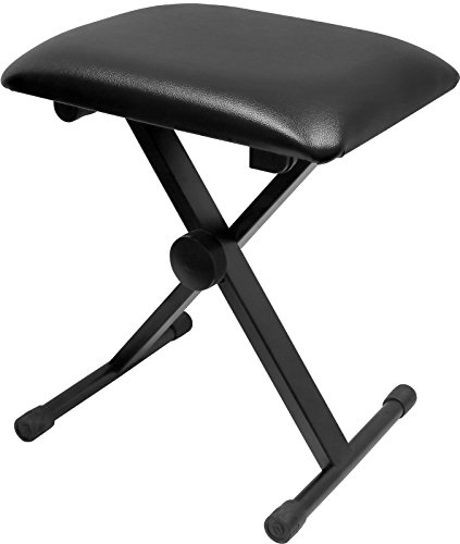 Book Cover Greenpro Keyboard Bench and Piano Stool, Adjustable X Style Padded Cushion Piano Bench in Black