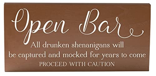 Book Cover Elegant Signs Wedding Open Bar Sign Drunken Shenanigans for Party Decoration by Fun Sign for Your Reception