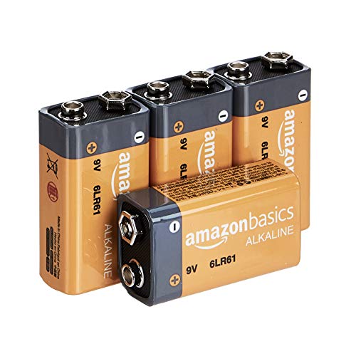 Book Cover Amazon Basics 4-Pack 9 Volt Alkaline Performance All-Purpose Batteries, 5-Year Shelf Life, Packaging May Vary