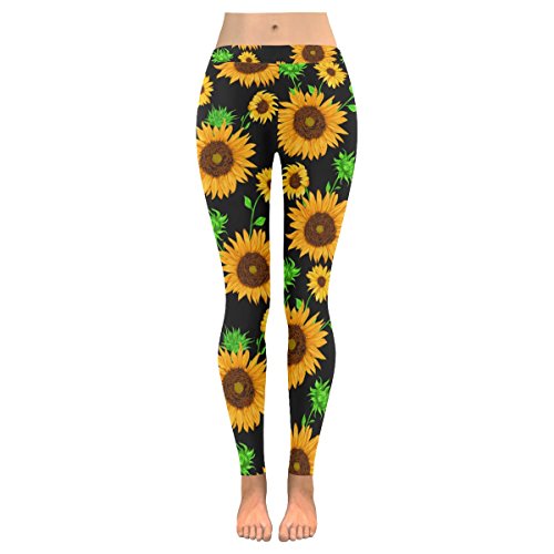 Book Cover InterestPrint Custom Summer Sunflowers Stretchy Capri Leggings Skinny Pants for Yoga Running Pilates Gym(2XS-5XL)