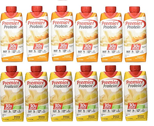 Book Cover Lot of 12 Premier Protein 30g High Protein Shakes 11 Oz. Variety Pack Contains Caramel, Vanilla and Banana