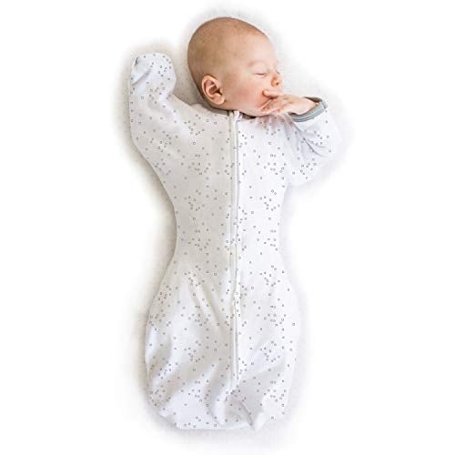 Book Cover Amazing Baby Transitional Swaddle Sack with Arms Up Half-Length Sleeves and Mitten Cuffs, Confetti, Sterling, Medium, 3-6 months, 14-21 lbs (Better Sleep for Baby, Easy Swaddle Transition)