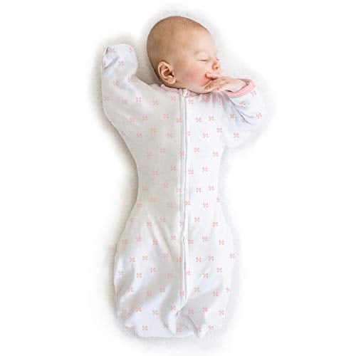 Book Cover Amazing Baby Transitional Swaddle Sack with Arms Up Half-Length Sleeves and Mitten Cuffs, Tiny Bows, Pink, Medium, 3-6 Months (Parentsâ€™ Picks Award Winner)