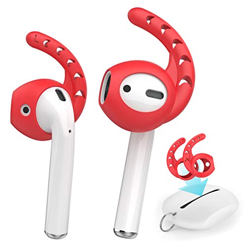 Book Cover AhaStyle 3 Pairs AirPods Ear Hooks Cover Silicone Accessories Compatible with Apple AirPods and EarPods Headphones(Red)