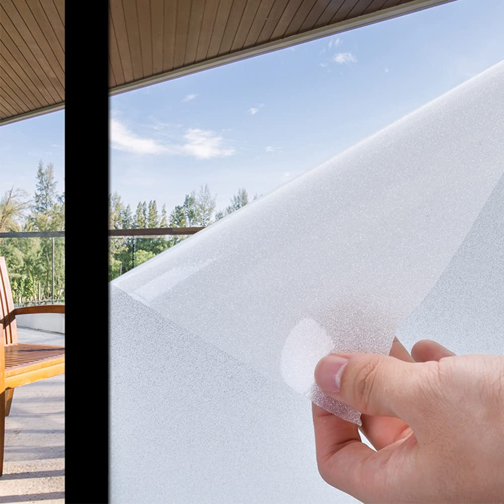 Book Cover Window Film Frosted Glass Window Privacy Film No Glue Bathroom Window Privacy Film Static Cling Non-Adhesive Sun Blocking Heat Resistant Nighttime Privacy Covering Light Filtering 23.6x78.7 inch A-frosted