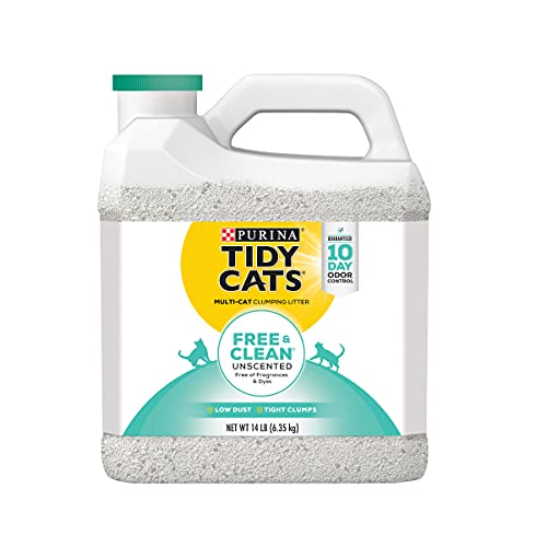Book Cover Purina Tidy Cats Clumping Cat Litter, Free & Clean Unscented Multi Cat Litter - (3) 14 lb. Jugs