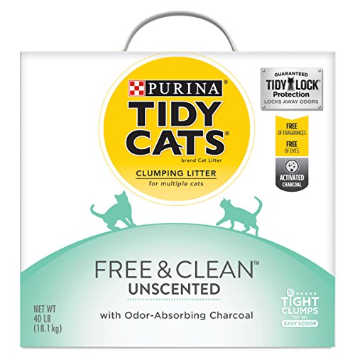 Book Cover Purina Tidy Cats Clumping Cat Litter, Free & Clean Unscented Multi Cat Litter - 40 lb. Box