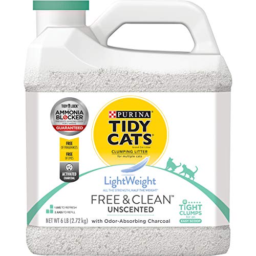 Book Cover Purina Tidy Cats Light Weight, Low Dust, Clumping Cat Litter, LightWeight Free & Clean Unscented, Multi Cat Litter - (3) 6 lb. Jugs