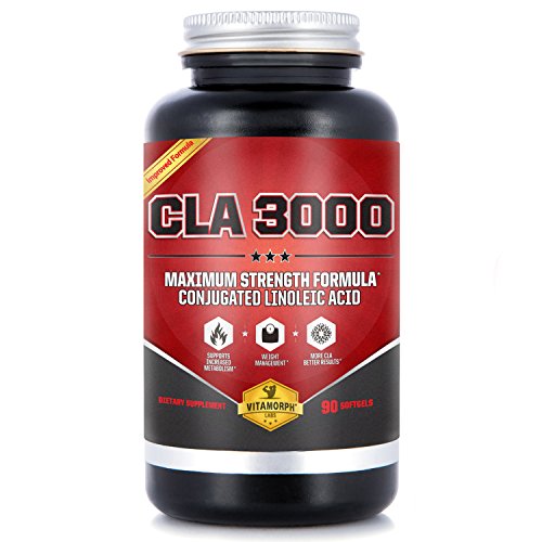 Book Cover CLA 3000 - CLA Safflower Oil for Metabolism and Weight Loss Management, Maximum Strength Conjugated Linoleic Acid, Stimulant-Free Non-GMO Safflower Cla by Vitamorph Labs - 90 Softgels
