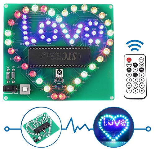 Book Cover IS DIY Electronics Projects Soldering Practice, Heart Love LED Lights Kit ,Remote Control RC Circuit Assemble Handmade Sets for Girlfriend Lovers Father's Day Children's Day Gift