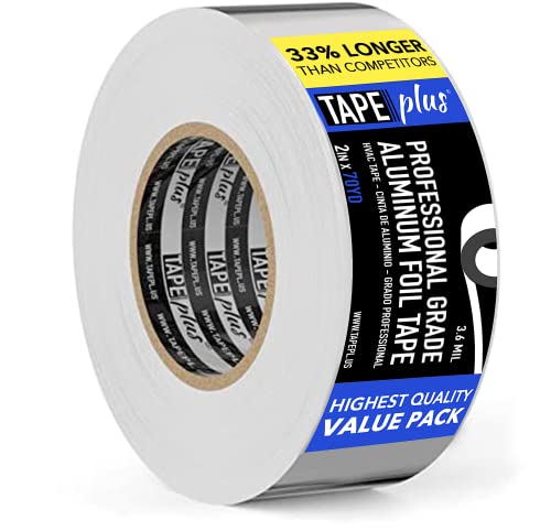 Book Cover Professional Grade Aluminum Foil Tape - 2 Inch by 210 Feet (70 Yards) 3.6 Mil - High Temperature Tape - Perfect for HVAC, Sealing & Patching, Hot & Cold Air Ducts, Metal Repair, More!