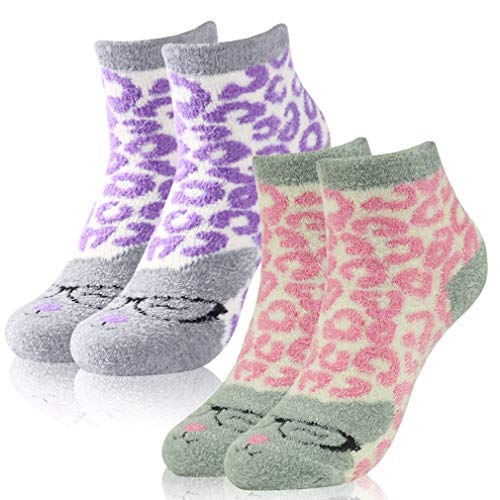 Book Cover Womens Slipper Socks,Vive Bears Silky Fuzzy Cozy Cartoon Animal Anti Slip Winter Crew Socks