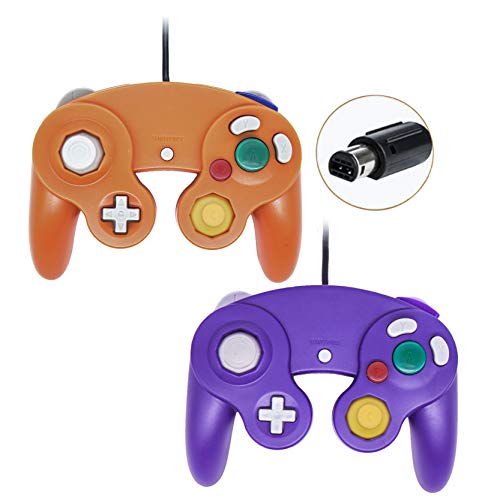 Book Cover Wired Gamecube Controllers for Nintendo Wii Game Cube Switch Console (Orange and Purple)