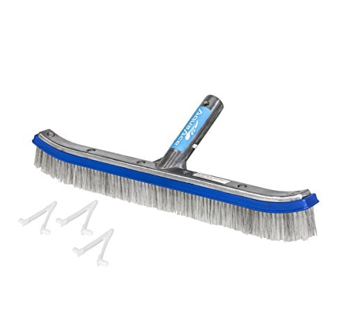 Book Cover AquaAce Premium Combo Nylon and Stainless Steel Wire Bristle Pool Brush, Mixed Bristles for Extra Scrubbing Power, Three Extra V Clips, for Concrete or Gunite Pools, Not for Vinyl Pools
