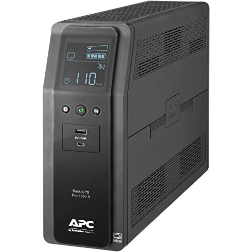 Book Cover APC UPS 1350VA Sine Wave UPS Battery Backup and Surge Protector, BR1350MS Backup Battery Power Supply with AVR, (2) USB Charger Ports