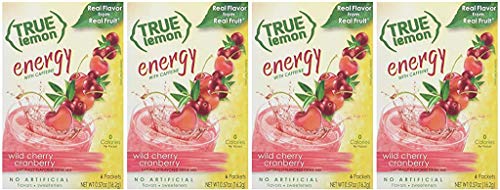 Book Cover True Lemon (Energy Drinks) Wild Cherry Cranberry 4 boxes, 24ct instant powdered drink mix packets, by True Citrus