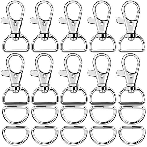 Book Cover PAXCOO 60Pcs Swivel Snap Hooks and D Rings for Lanyard and Sewing Projects (1” Inside Width)