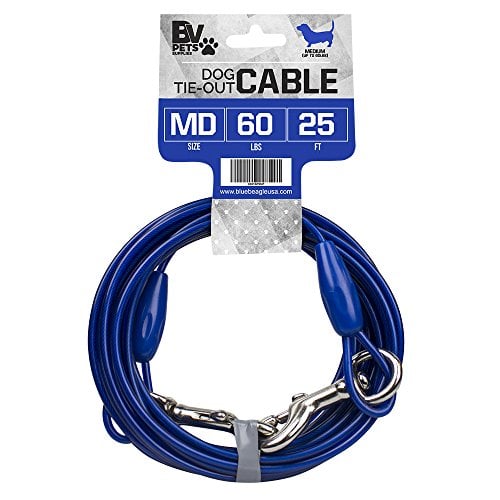 Book Cover BV Pet Medium Tie Out Cable for Dog up to 60 Pound, 25-Feet (Set of 2)